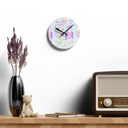 Acrylic Wall Clock w/ affirmations(gifts)