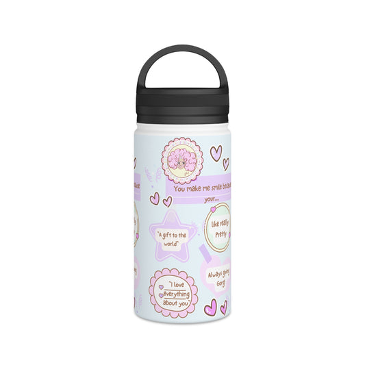 I love me Affirmation Stainless Steel Water Bottle, Handle Lid