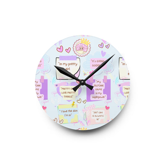 Acrylic Wall Clock w/ affirmations(gifts)