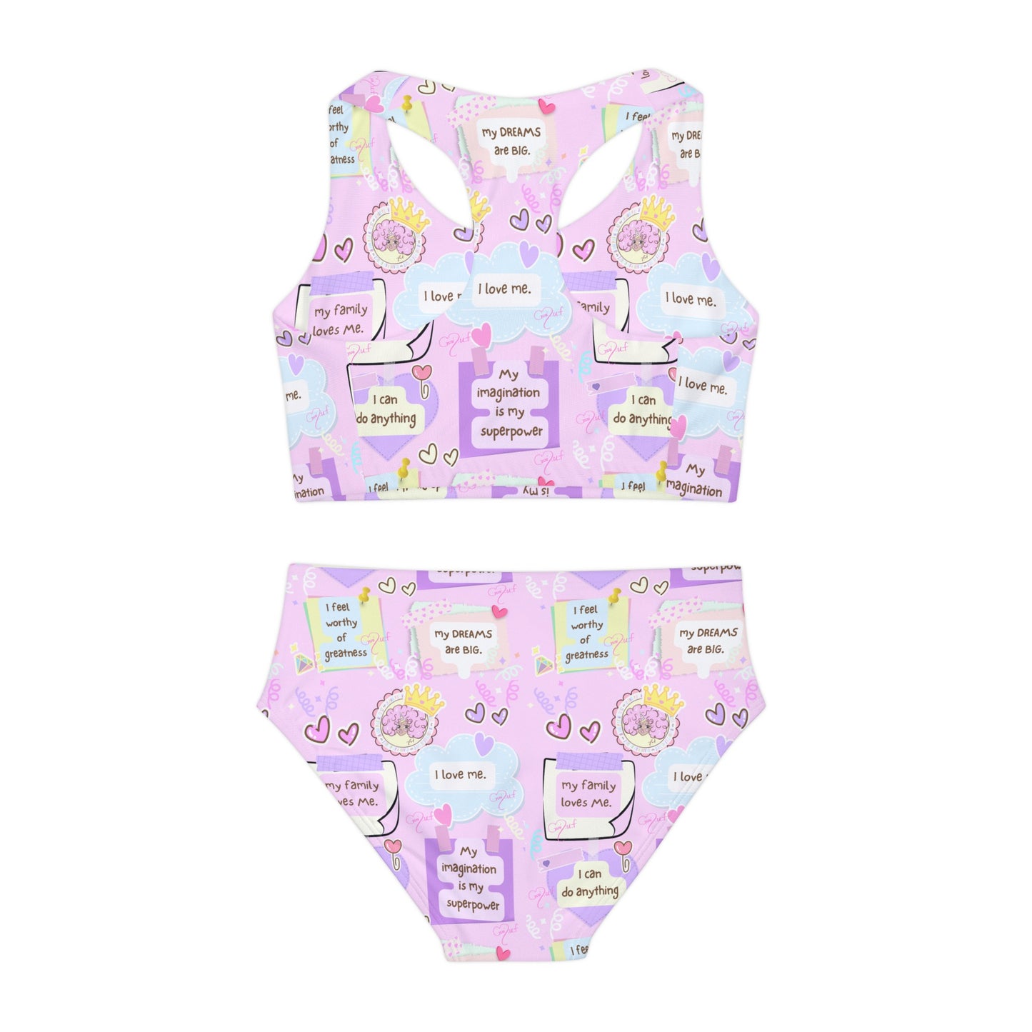 Girls Two Piece Swimsuit (AOP)Annipuf Affirmations