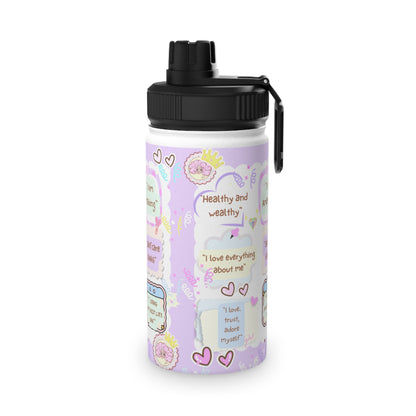 Annipuf Daily Affirmation Stainless Steel Water Bottle, Sports Lid