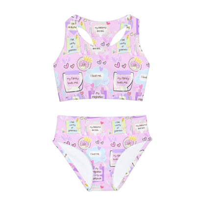 Girls Two Piece Swimsuit (AOP)Annipuf Affirmations