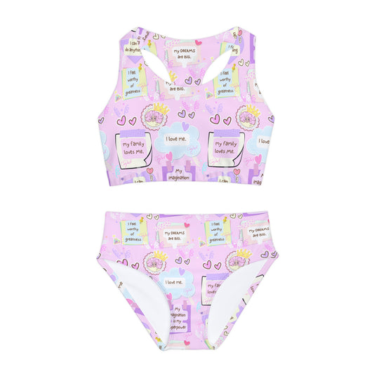 Girls Two Piece Swimsuit (AOP)Annipuf Affirmations