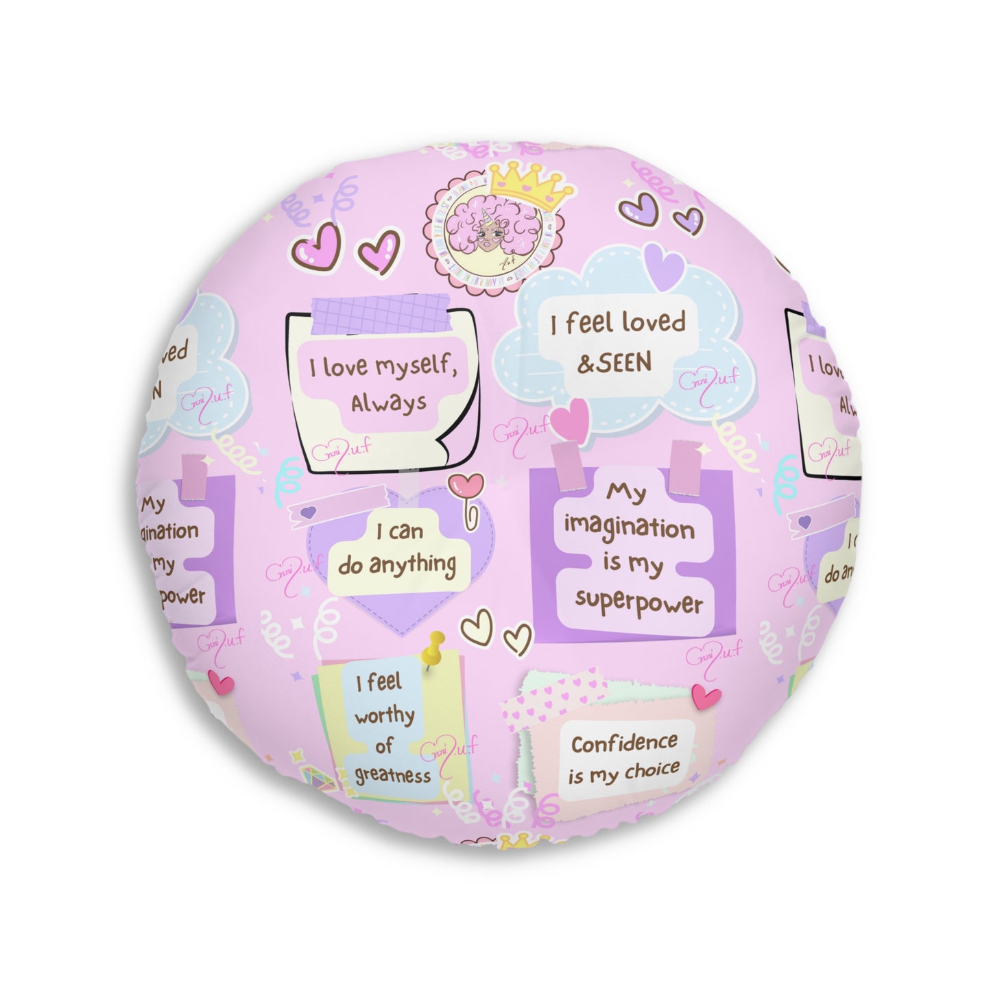 Affirmation Selflove Meditation Tufted Floor Pillow, Round (gift)