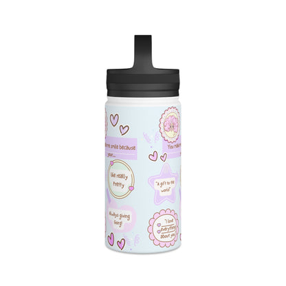 I love me Affirmation Stainless Steel Water Bottle, Handle Lid