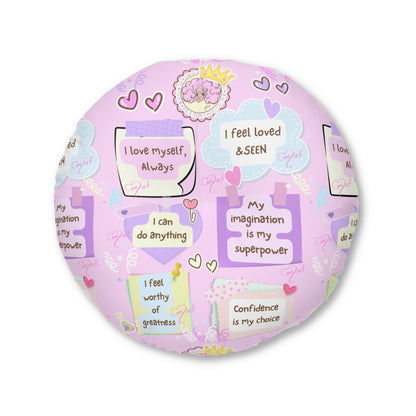 Affirmation Selflove Meditation Tufted Floor Pillow, Round (gift)