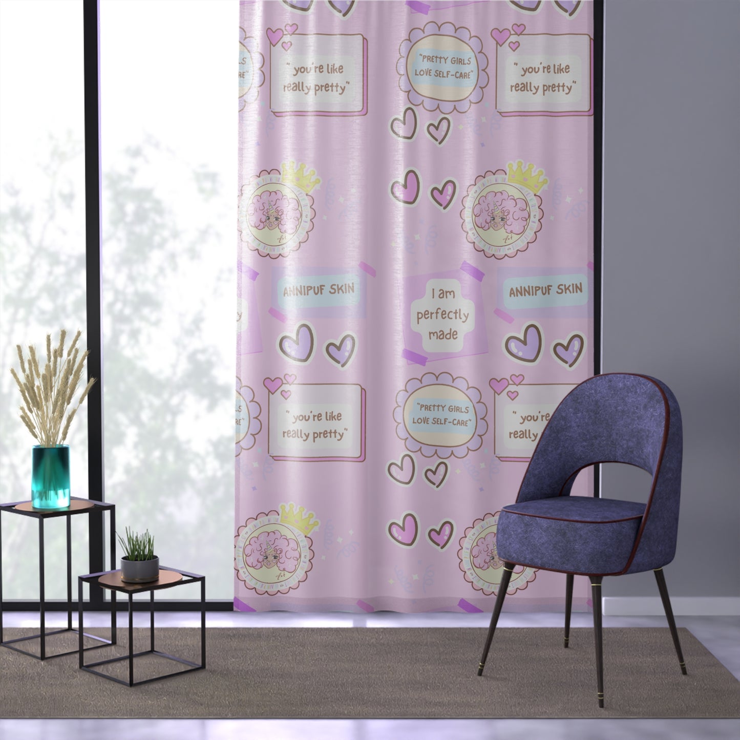 Kawaii Bedroom Window Curtain by Annipuf